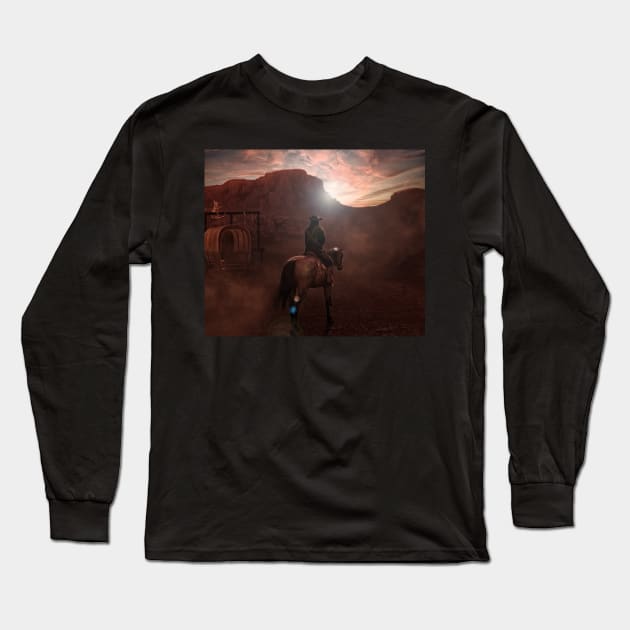 Night Watch Vintage Look Cowboy Art Long Sleeve T-Shirt by 2HivelysArt